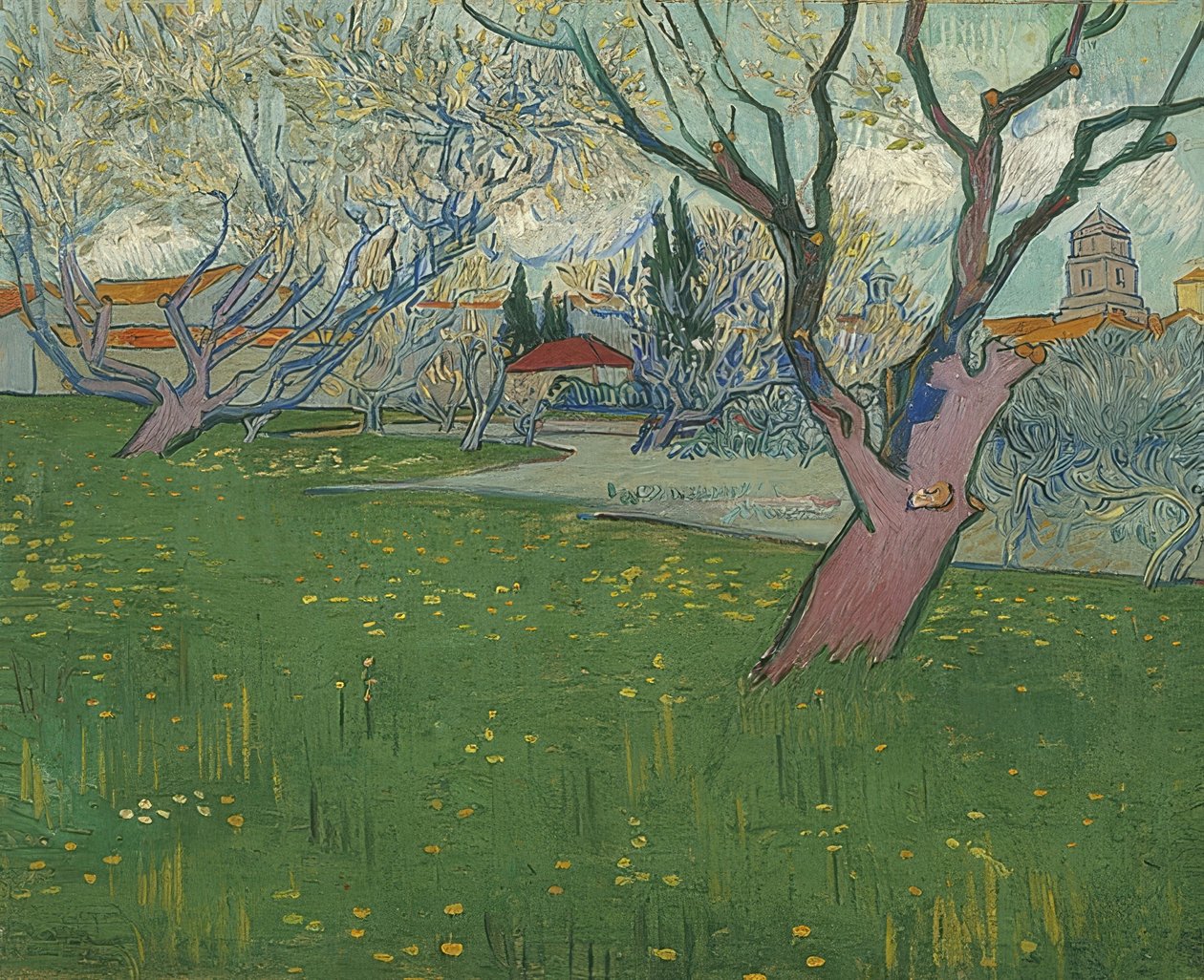 Kwitnący sad z widokiem na Arles. 1889 autorstwa Vincent van Gogh