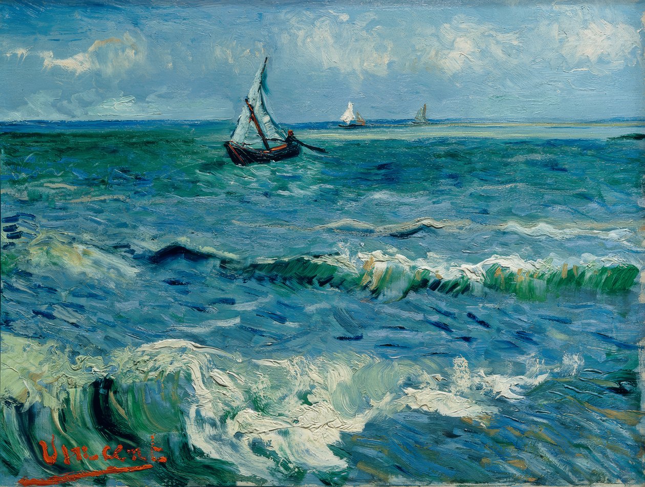 Boote auf See, Les Saintes-Maries-de– la-Mer autorstwa Vincent van Gogh