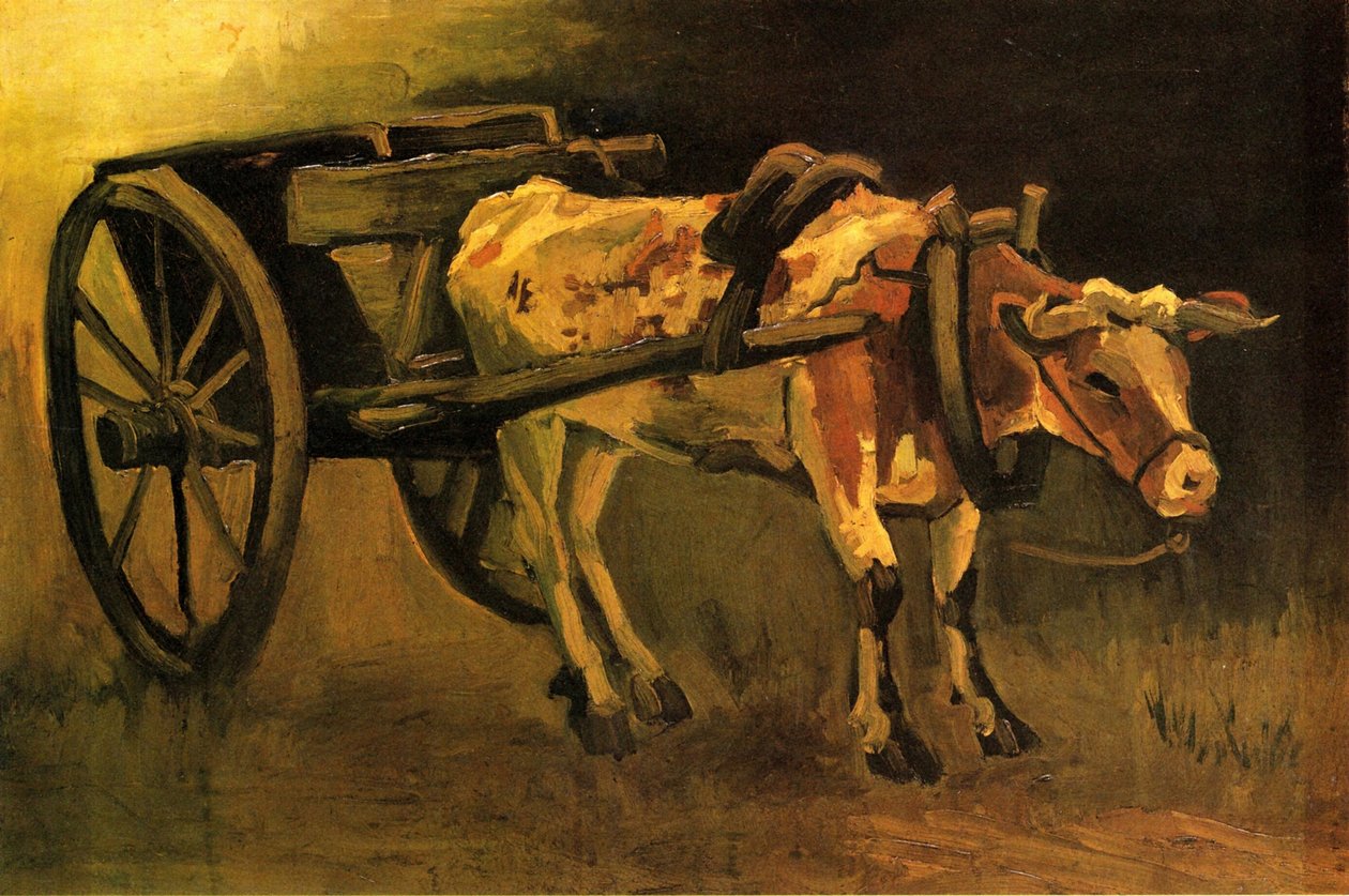 Wózek z biało-czerwonym wołem autorstwa Vincent van Gogh