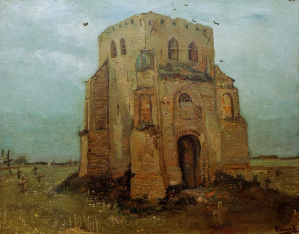 Stara wieża kościelna w Nuenen, cmentarz rolnika autorstwa Vincent van Gogh