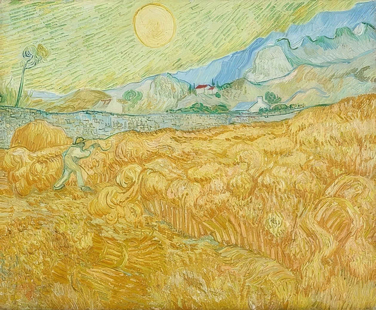 Żniwa, niwa ze żniwiarzami (La moisson). 1889 autorstwa Vincent van Gogh