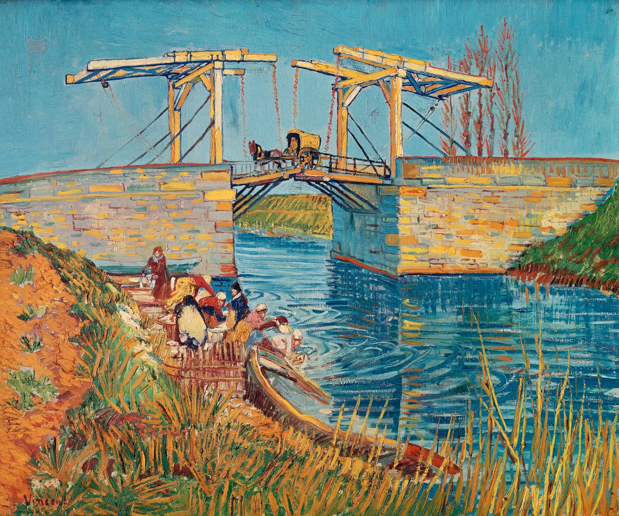 Most zwodzony w Arles z grupą praczek ... autorstwa Vincent van Gogh
