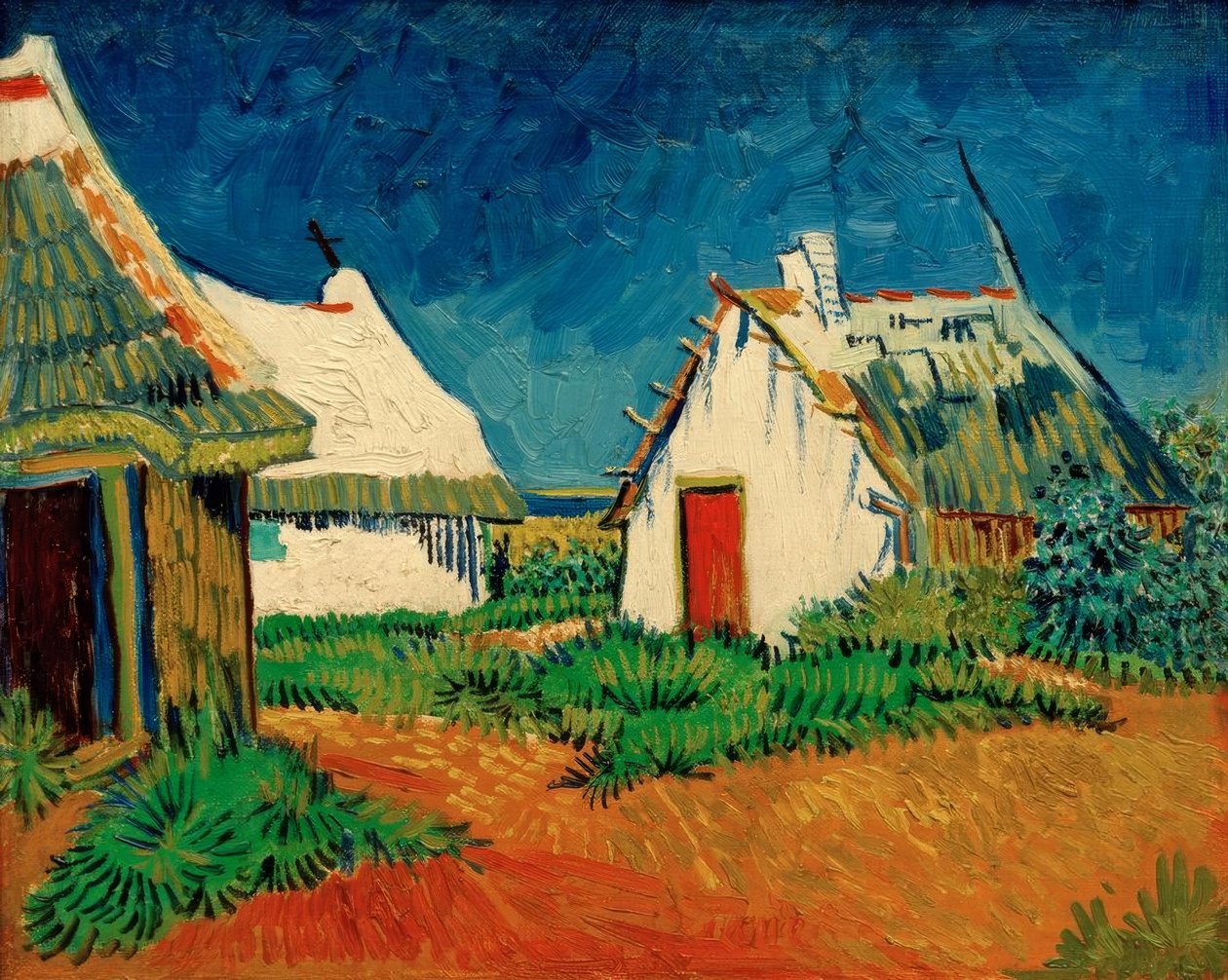 Trzy białe chaty w Saintes-Maries autorstwa Vincent van Gogh