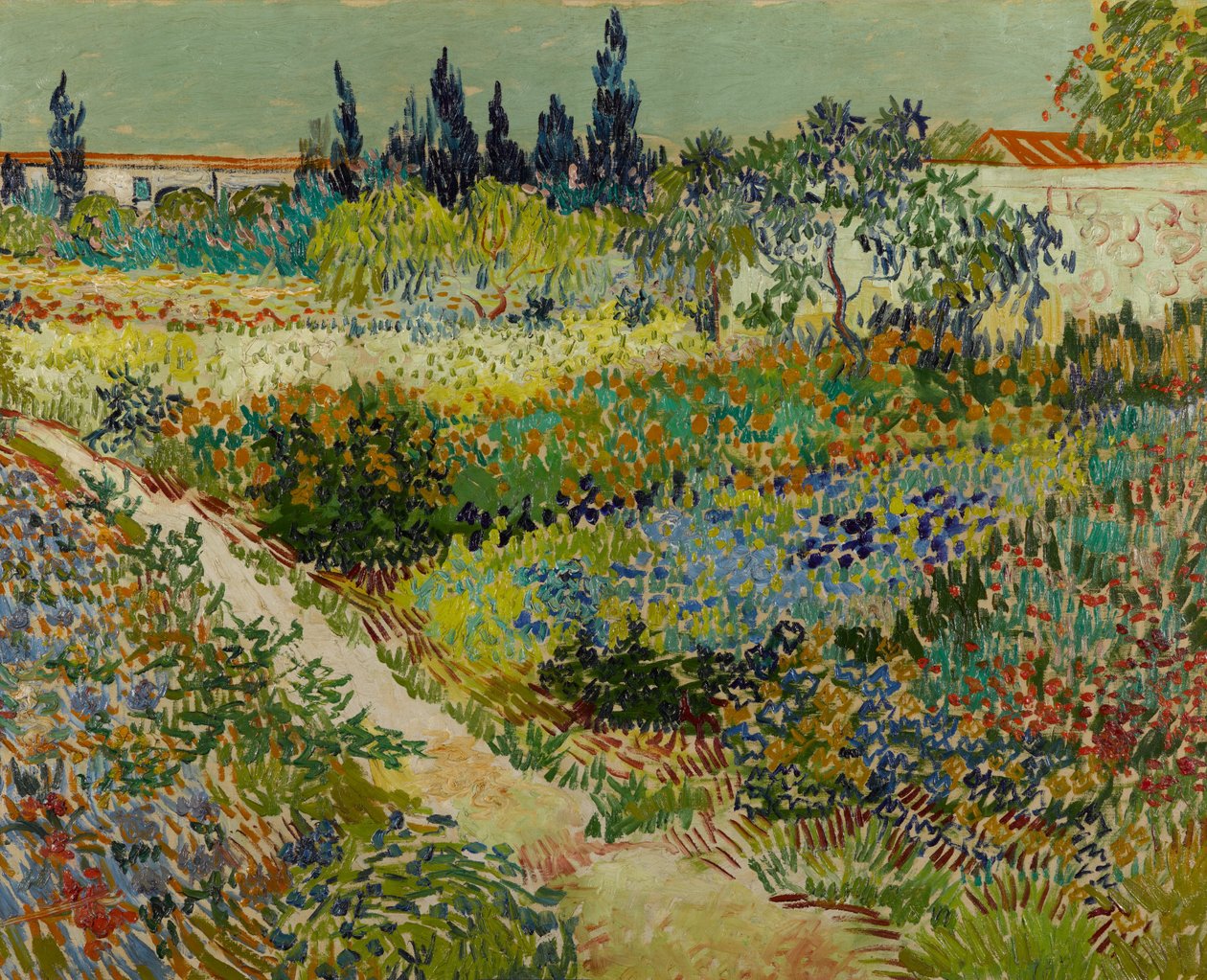 Holenderski: Tuin te Arles Ogród kwiatowy ze ścieżką autorstwa Vincent van Gogh
