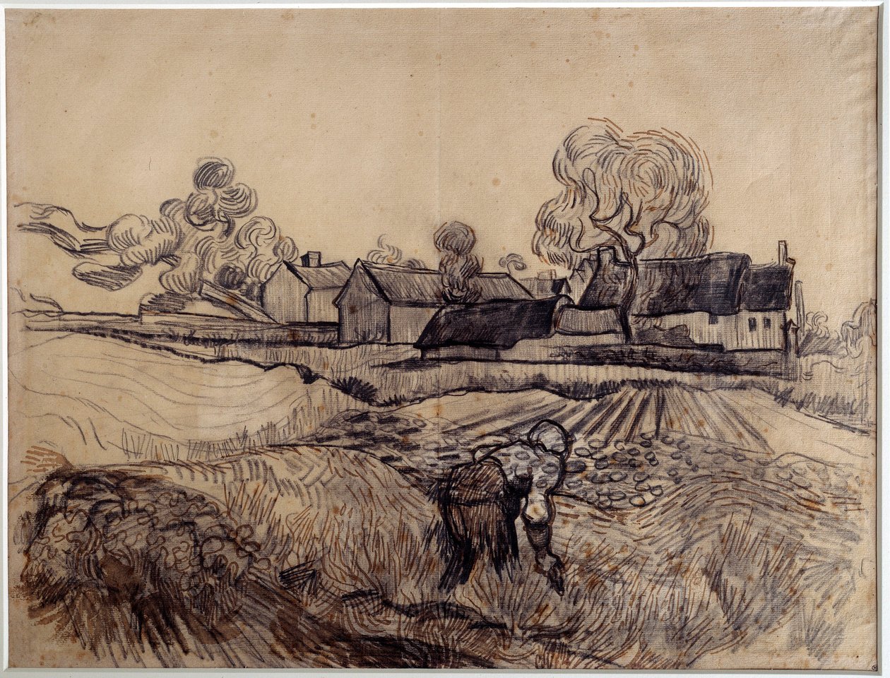 Rysunek farmy ojca Elpoi autorstwa Vincenta Van Gogha (1853-1890) (Ec. Hol) 1890 Wym. 0,48 x 0,61 m Paryż. Muzeum Orsay autorstwa Vincent van Gogh