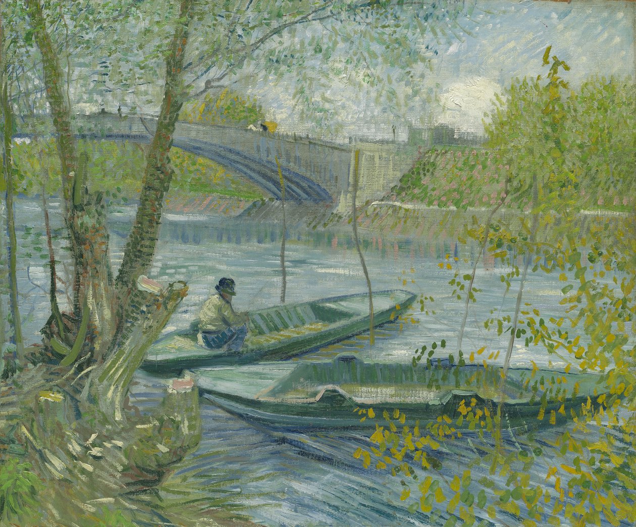 Łowienie ryb na wiosnę, Pont de Clichy autorstwa Vincent van Gogh