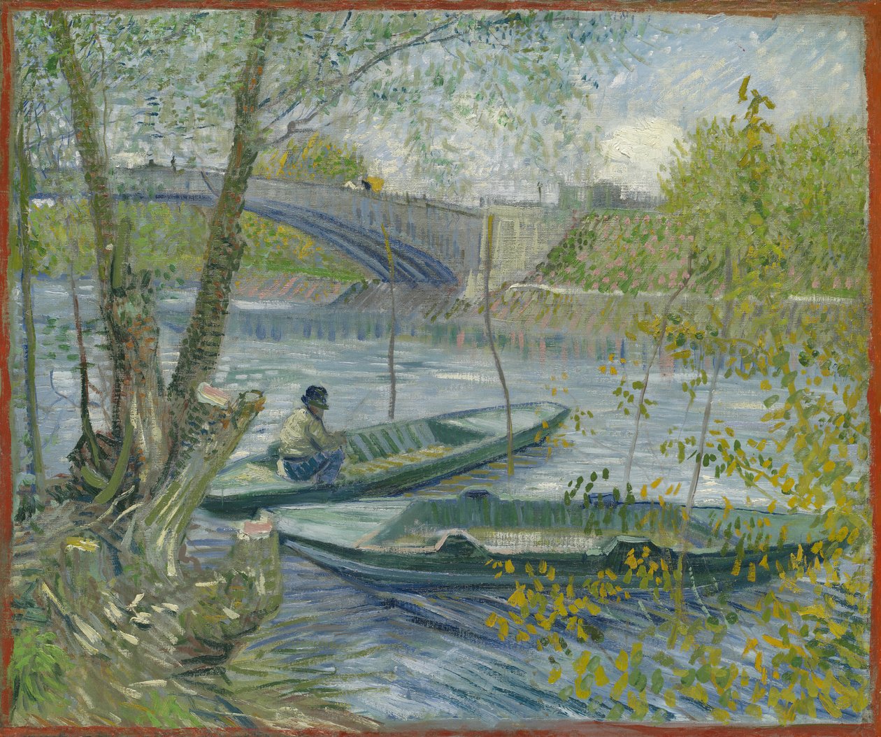 Łowienie ryb na wiosnę, Pont de Clichy Asnières, 1887. autorstwa Vincent van Gogh