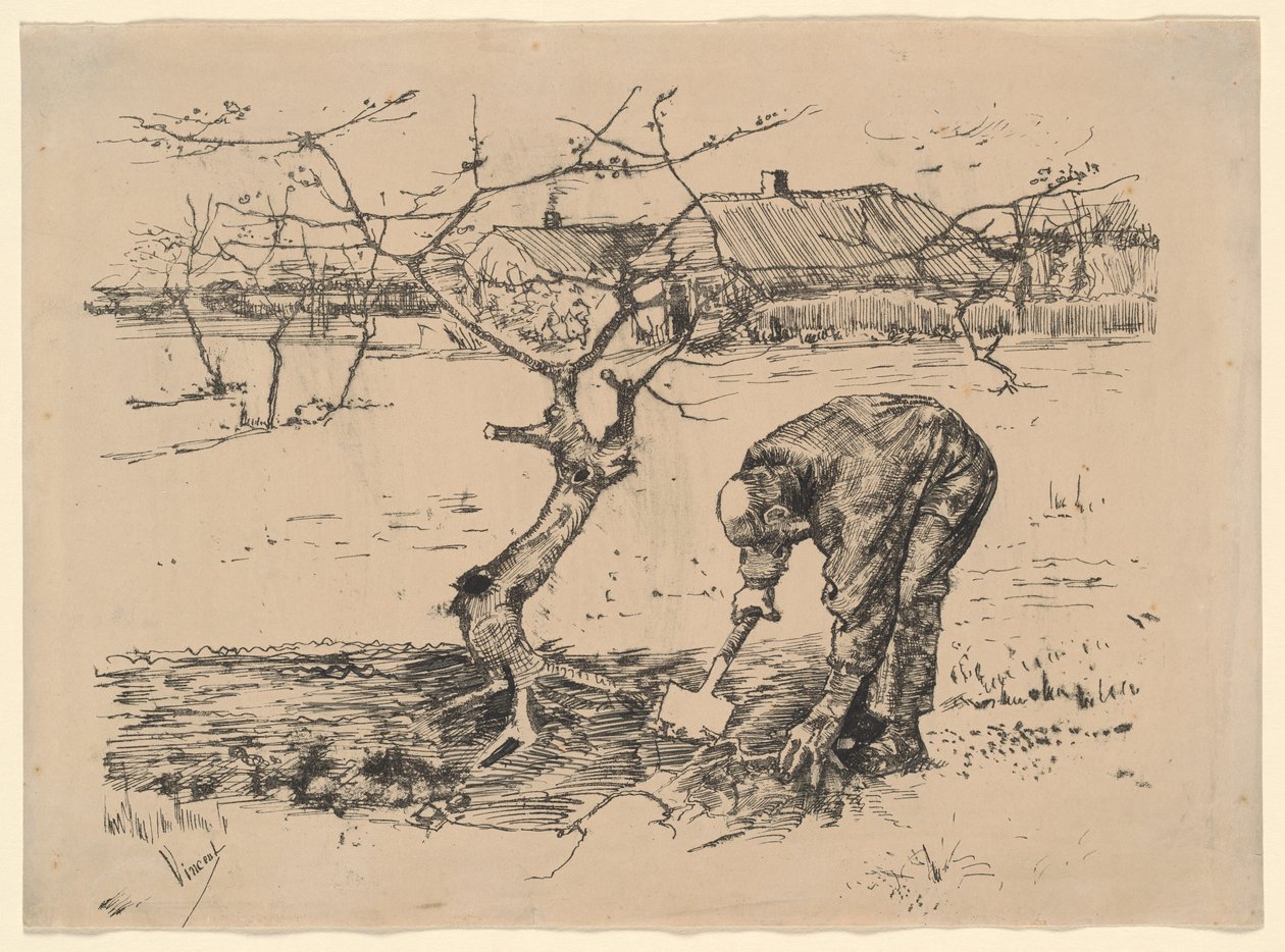 Ogrodnik przy jabłoni autorstwa Vincent van Gogh