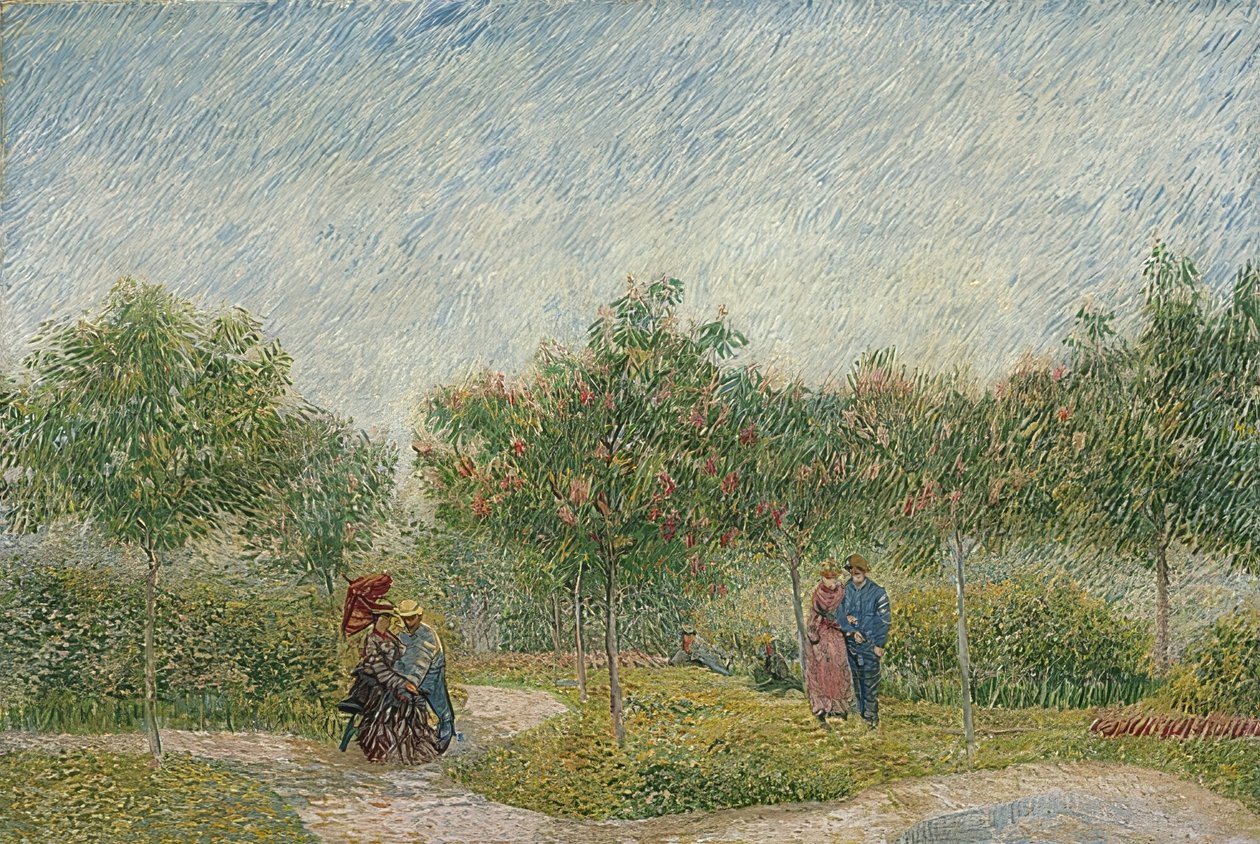 Ogród z parami: Plac Saint-Pierre. 1887 autorstwa Vincent van Gogh