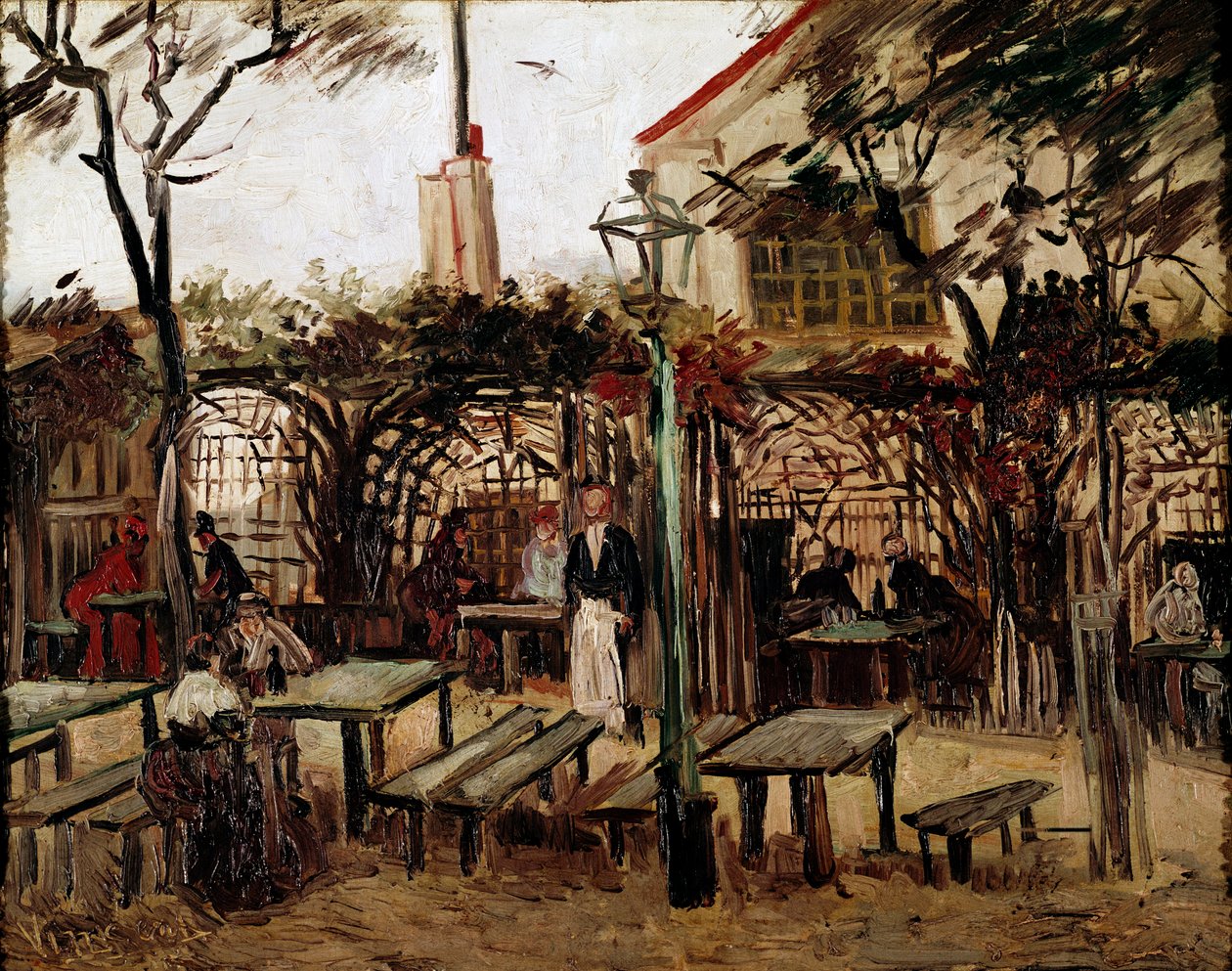 Guinguette na Montmartre: drewniany stół bilardowy stał się la bonne franquette autorstwa Vincent van Gogh