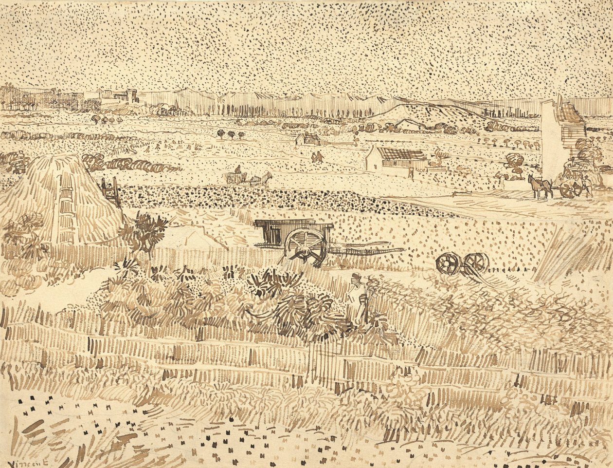 Żniwa — równina La Crau, 1888. autorstwa Vincent van Gogh