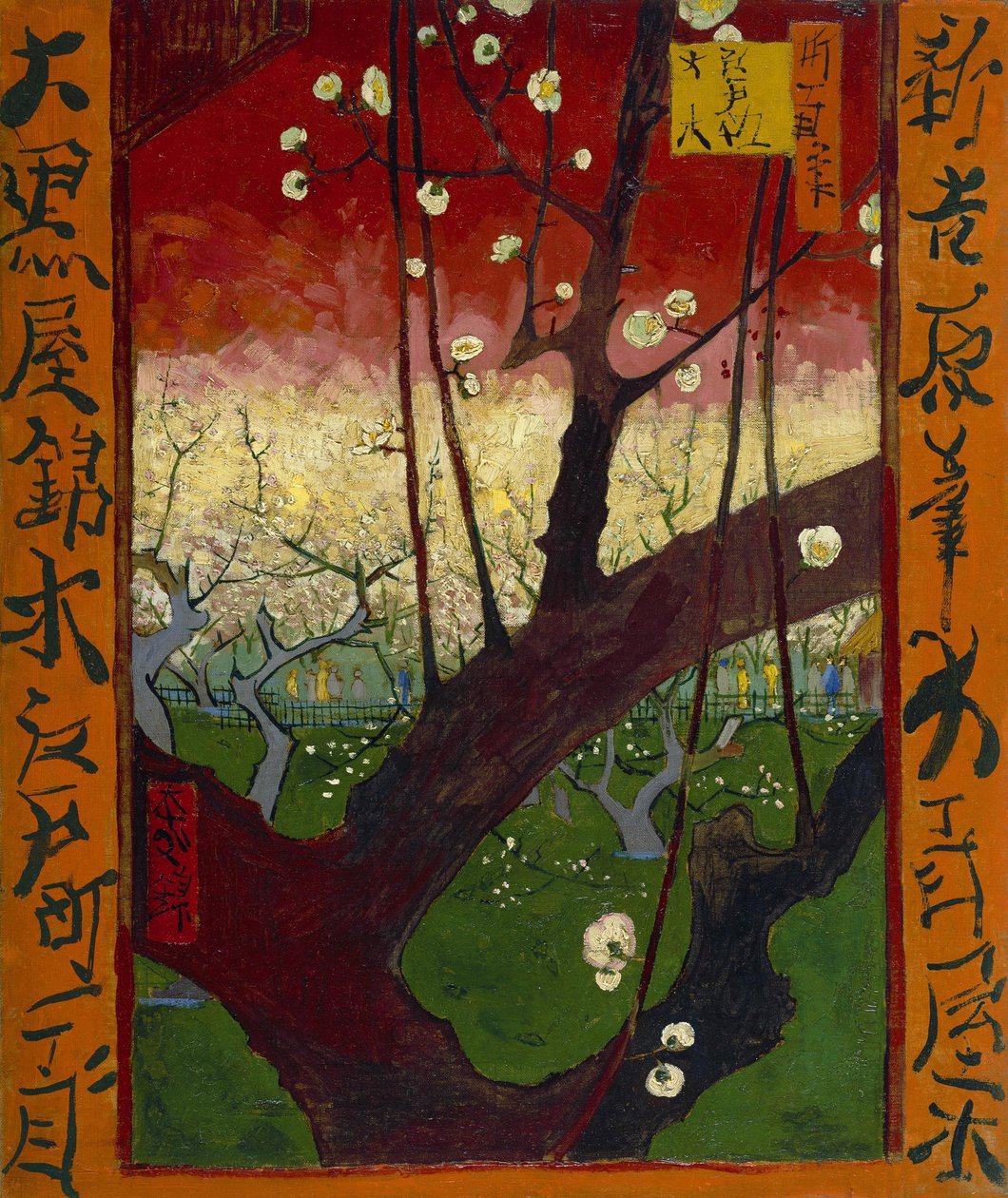 Japonaiserie: Kwitnący Sad Śliwkowy (po Hiroshige), Paryż autorstwa Vincent van Gogh
