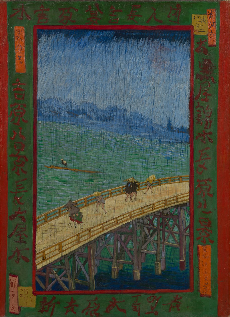 Japonaiserie: The Bridge in the Rain (po Hiroshige), Paryż autorstwa Vincent van Gogh