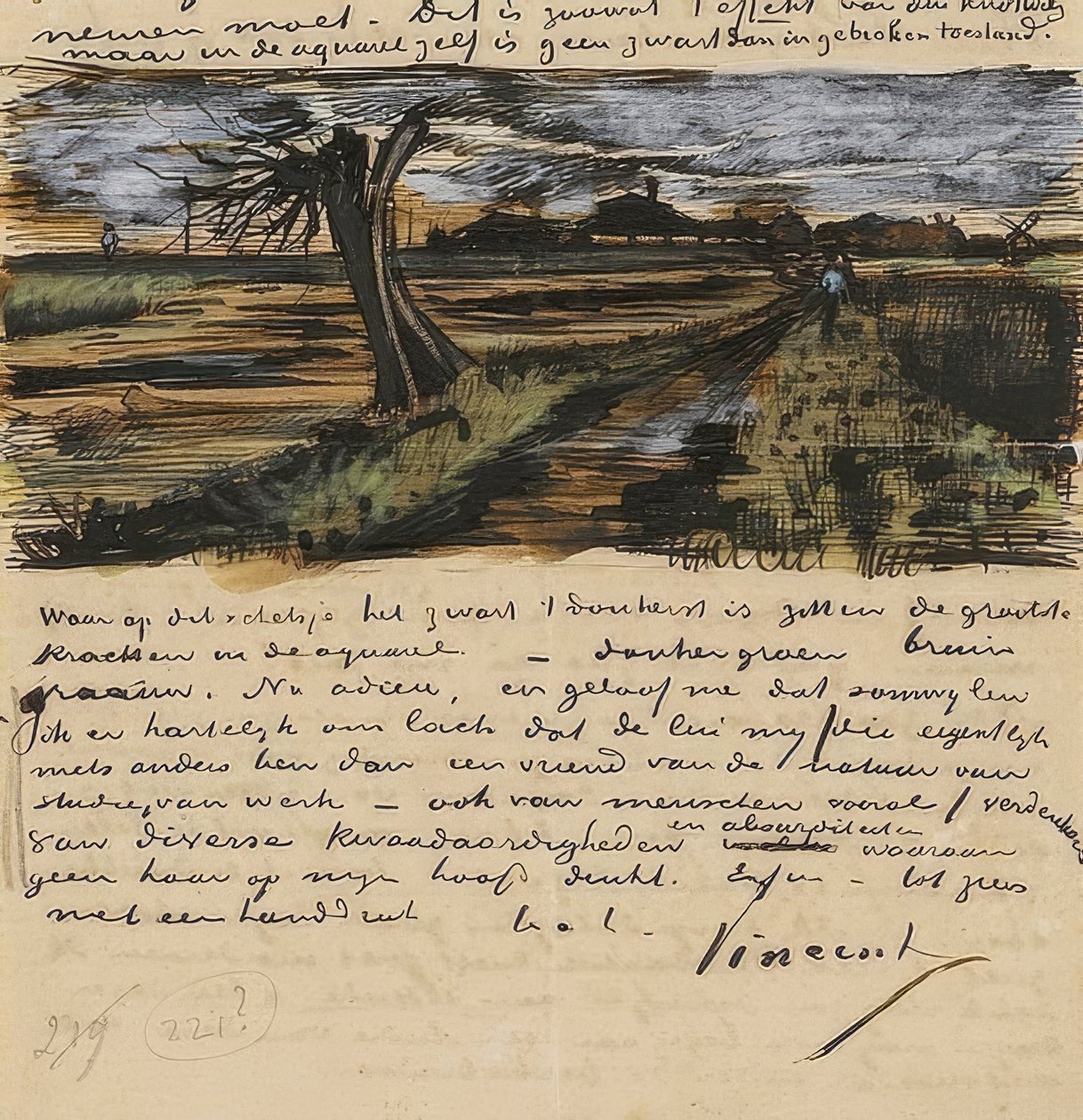Kopfweide, Brief an Theo van Gogh. 1882 autorstwa Vincent van Gogh