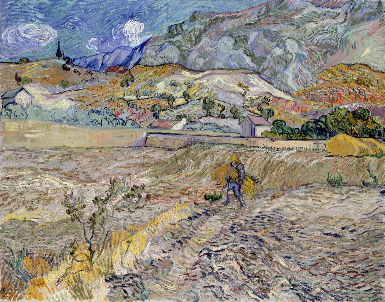 Krajobraz w Saint-Remy (zaorane pole) (olej na płótnie) autorstwa Vincent van Gogh