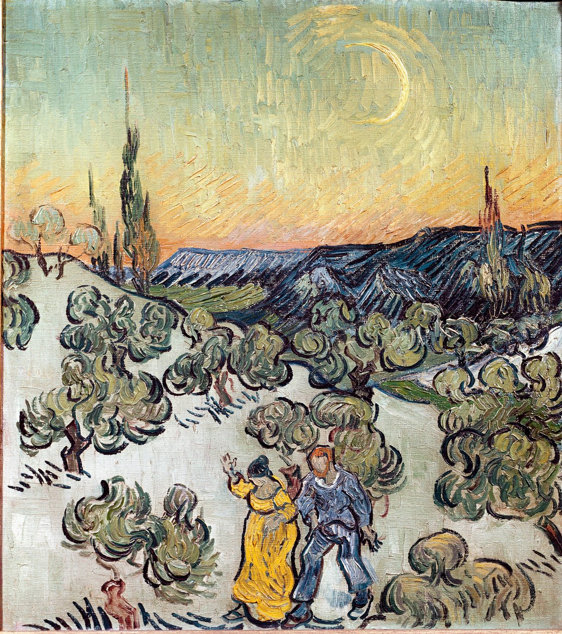 Krajobraz o zmierzchu (Saint Remy lub Saint-Remy). Obraz Vincenta Van Gogha (1853-1890) autorstwa Vincent van Gogh