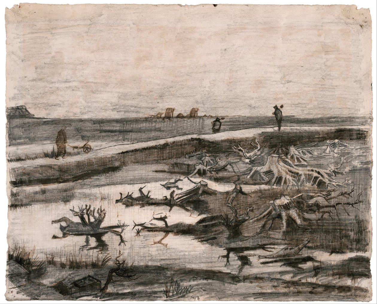 Pejzaż z pniami w bagnie (Prace w polu) autorstwa Vincent van Gogh
