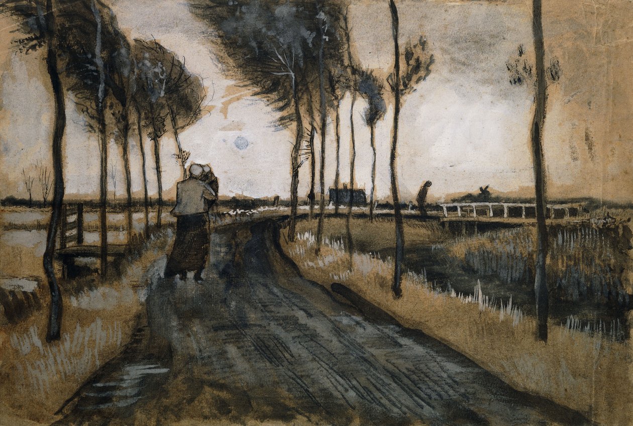 Krajobraz z kobietą i dzieckiem; Pejzaż z kobietą i dzieckiem, 1883 autorstwa Vincent van Gogh