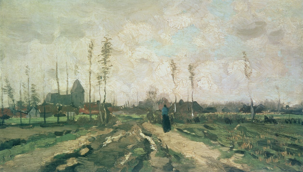 Krajobraz z kościołem i domami, Nuenen, 1885 autorstwa Vincent van Gogh
