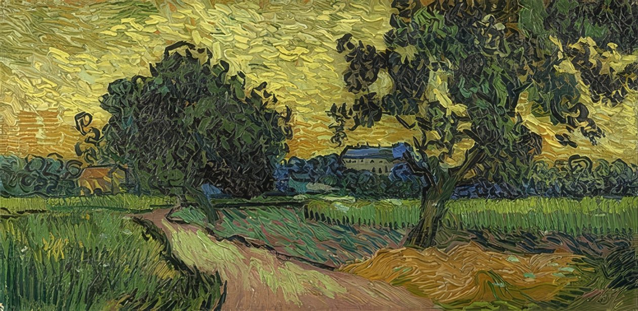 Krajobraz o zmierzchu. 1890 autorstwa Vincent van Gogh