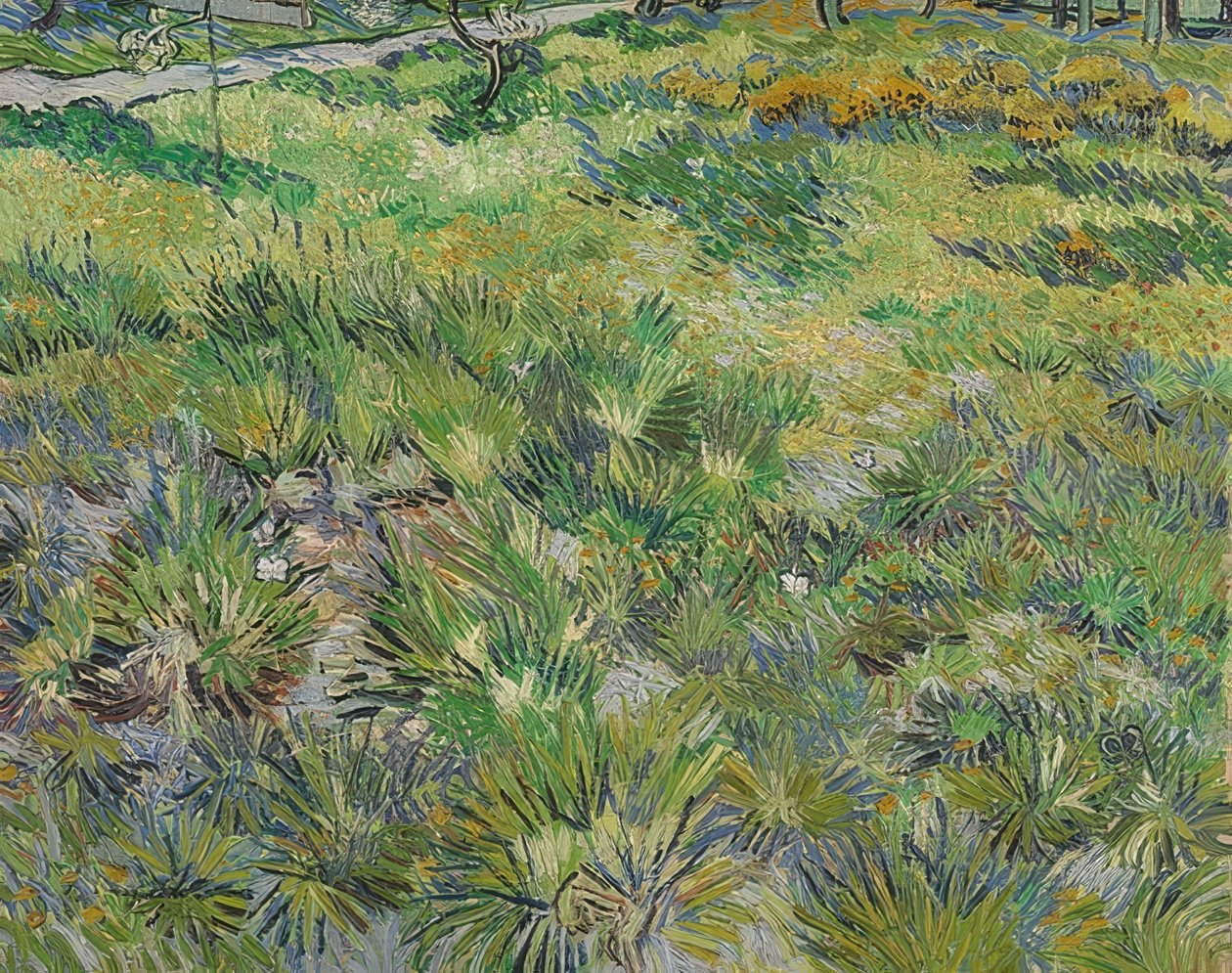 Długa trawa z motylami. 1890 autorstwa Vincent van Gogh