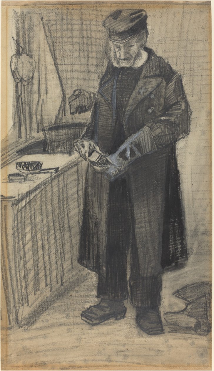 Mężczyzna polerujący but autorstwa Vincent van Gogh