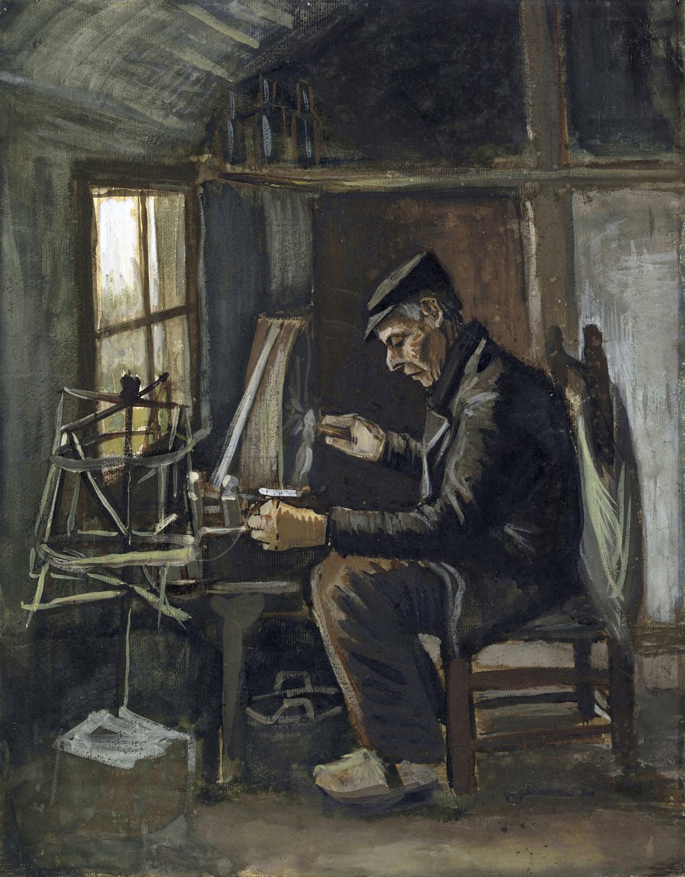 Man Winding Yarn autorstwa Gogha, Vincenta, van (1853-1890). Akwarela na papierze, format: 44,8x35,4 autorstwa Vincent van Gogh