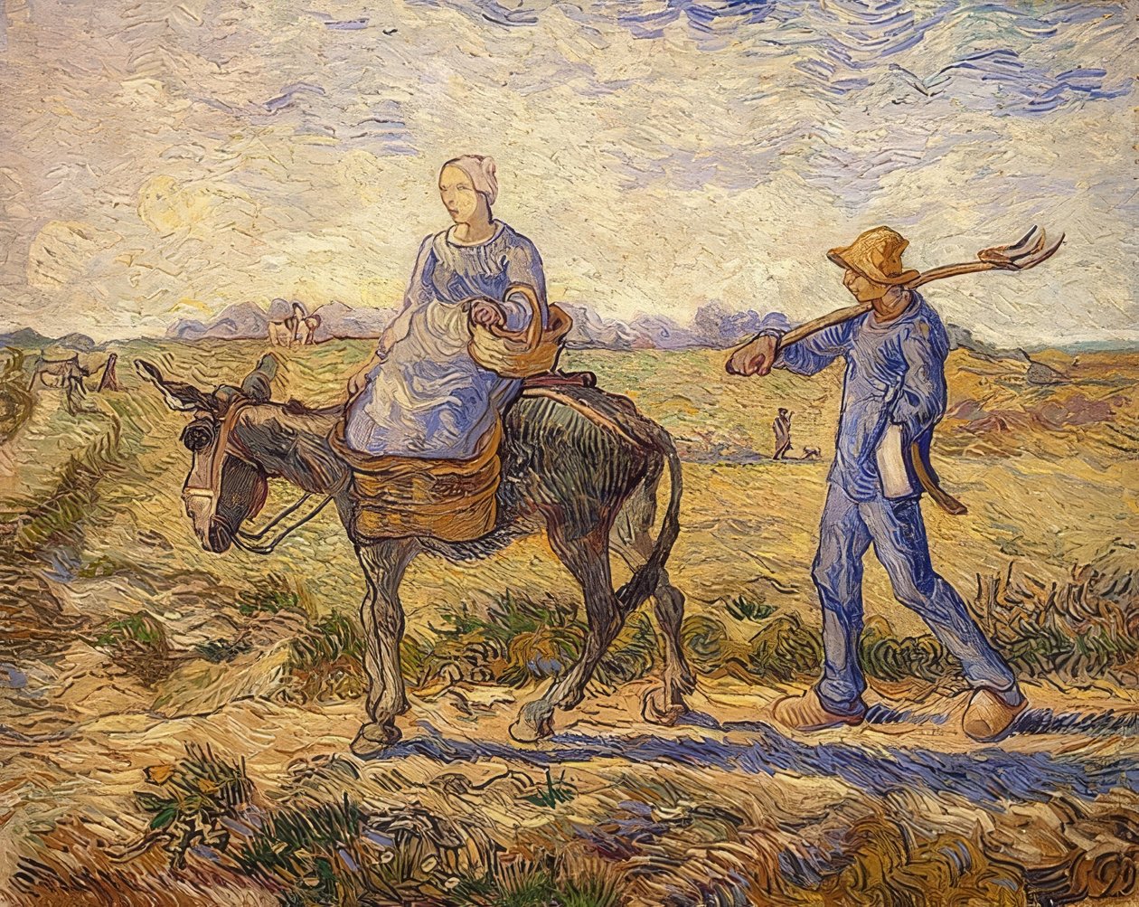 Poranek. W drodze do pracy. 1890 autorstwa Vincent van Gogh