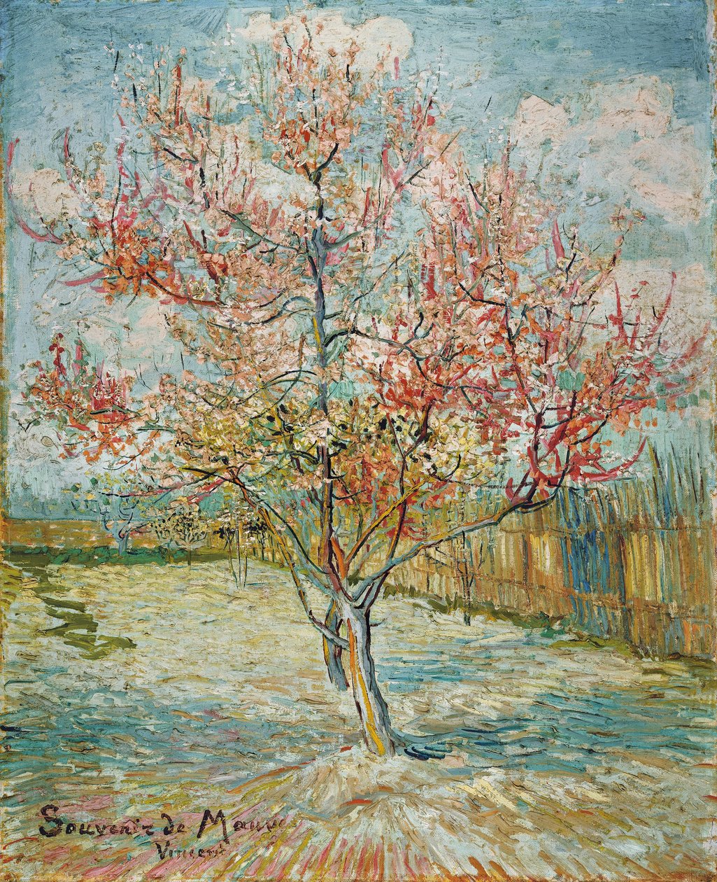 Różowe drzewa brzoskwiniowe (Souvenir de Mauve) autorstwa Vincent van Gogh