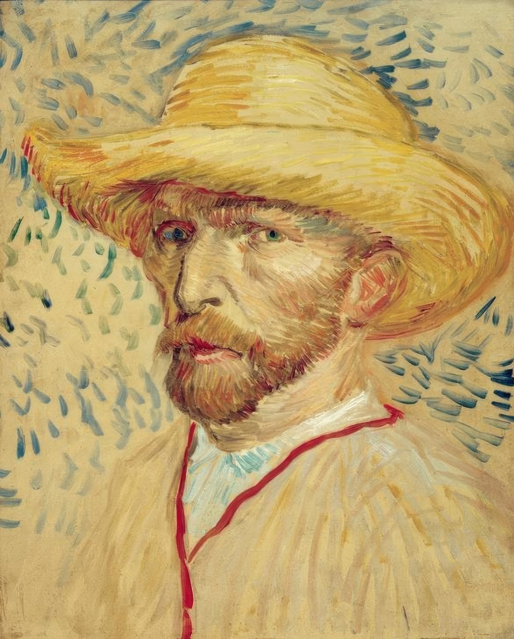 Autoportret ze słomkowym kapeluszem i fartuchem malarskim autorstwa Vincent van Gogh