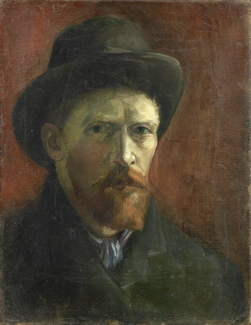 Autoportret z filcowym kapeluszem par Gogh, Vincent, van (1853-1890). Olej na płótnie, format : 41,5x32,5 autorstwa Vincent van Gogh