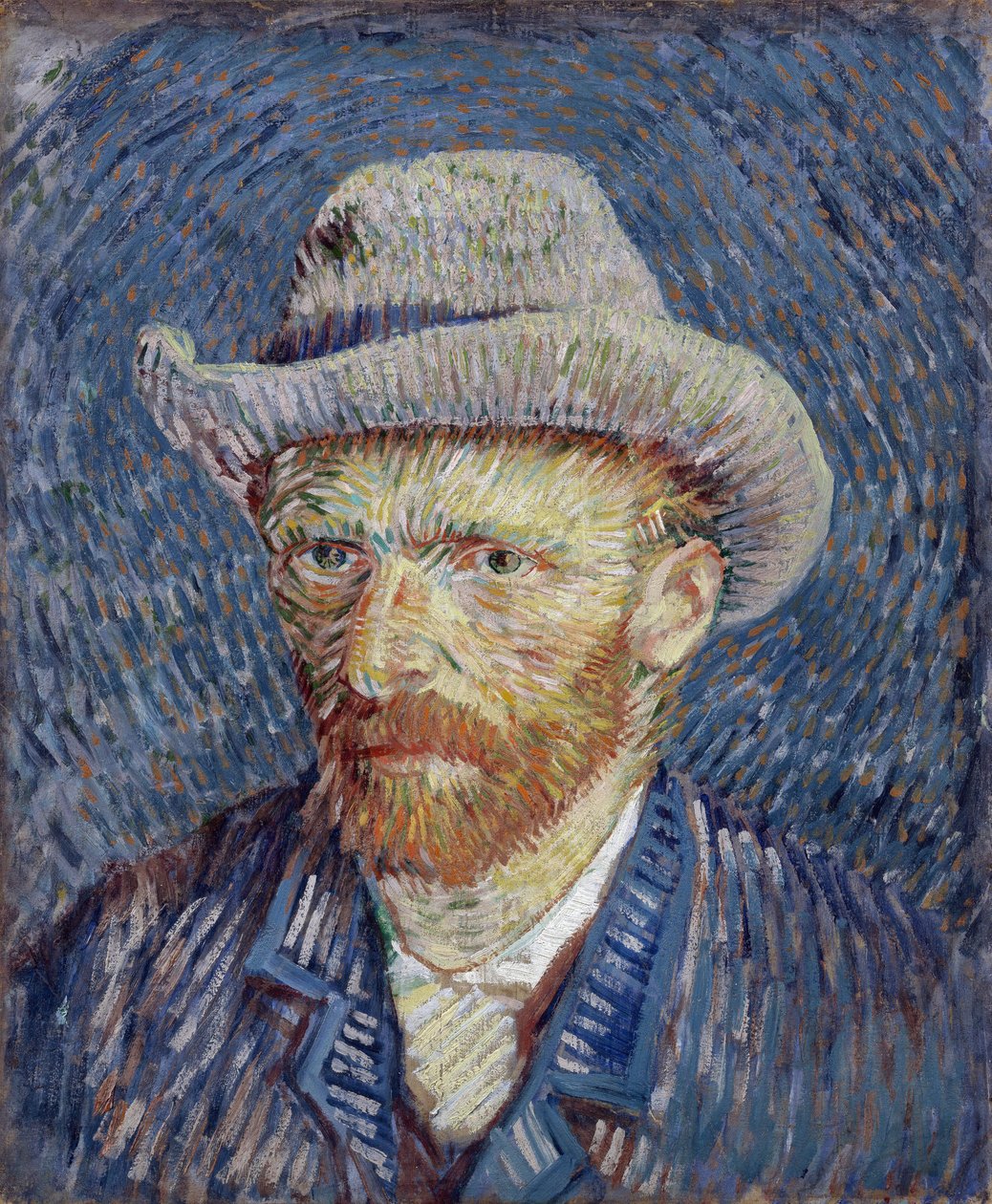 Autoportret z szarym filcowym kapeluszem par Gogh, Vincent, van (1853-1890). Olej na płótnie, format : 44,5x37,2 autorstwa Vincent van Gogh
