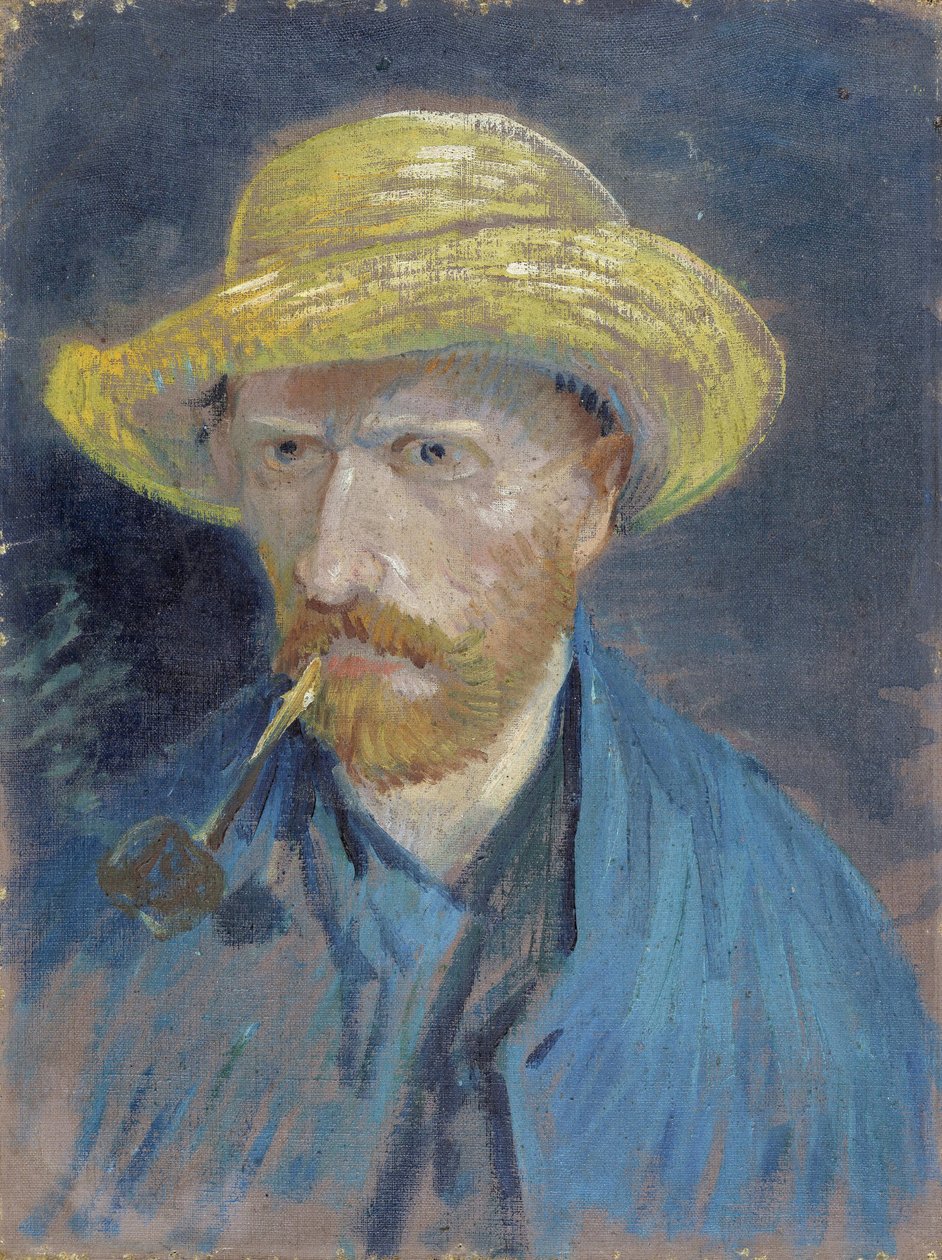 Autoportret ze słomianym kapeluszem i fajką par Gogh, Vincent, van (1853-1890). Olej na płótnie, format : 42,5x32,1 autorstwa Vincent van Gogh