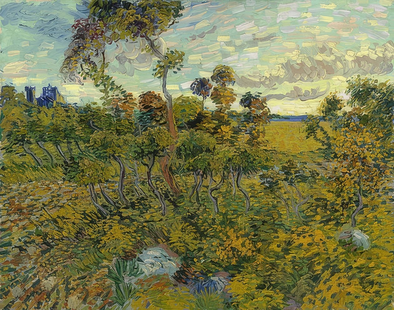 Zachód słońca na Montmajour. 1888 autorstwa Vincent van Gogh
