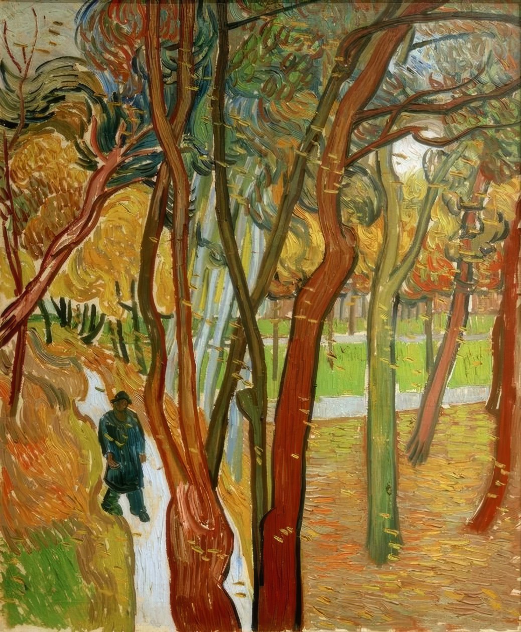 Spacery w parku z opadającymi liśćmi autorstwa Vincent van Gogh