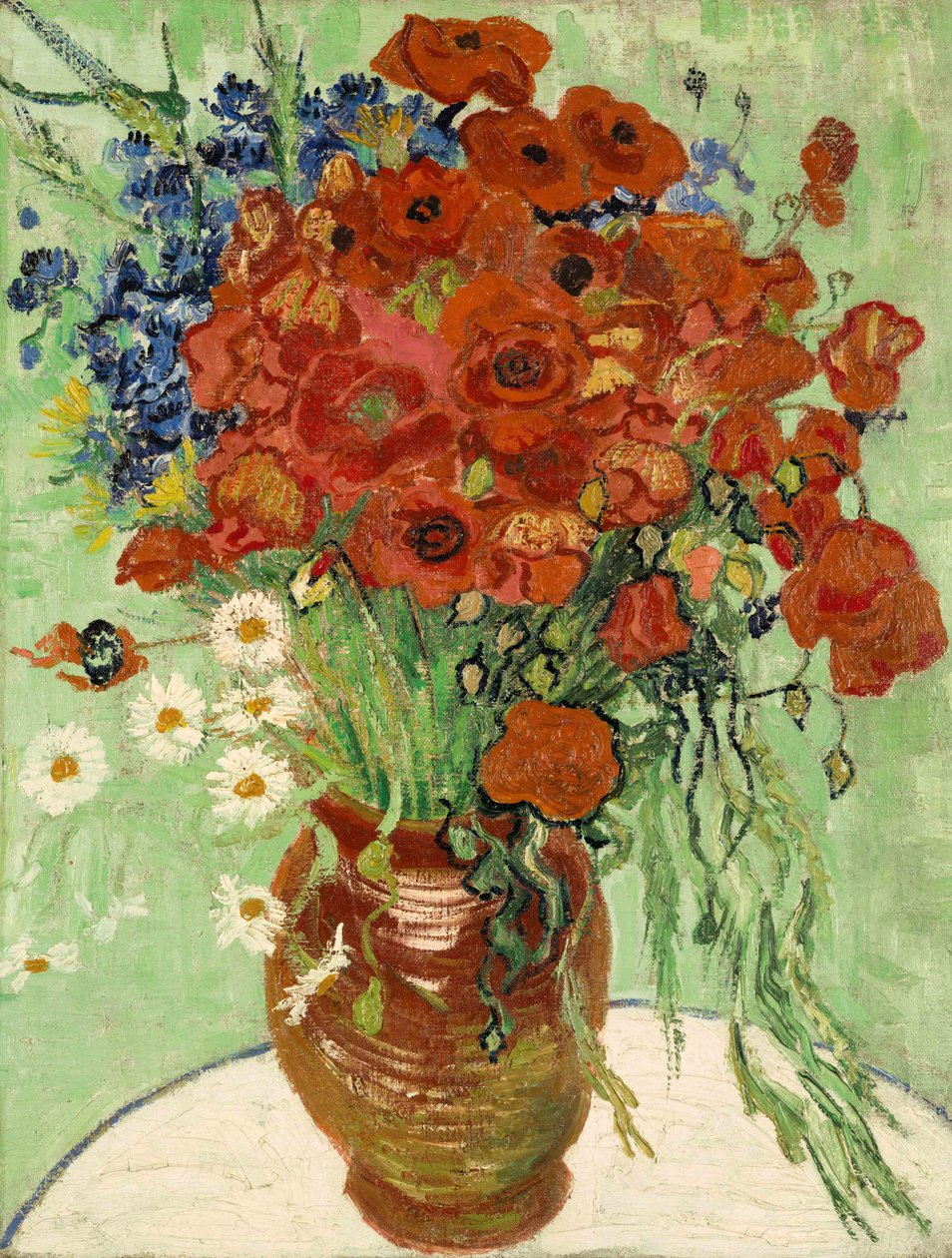 Martwa natura, wazon ze stokrotkami i makami, 1890 autorstwa Vincent van Gogh