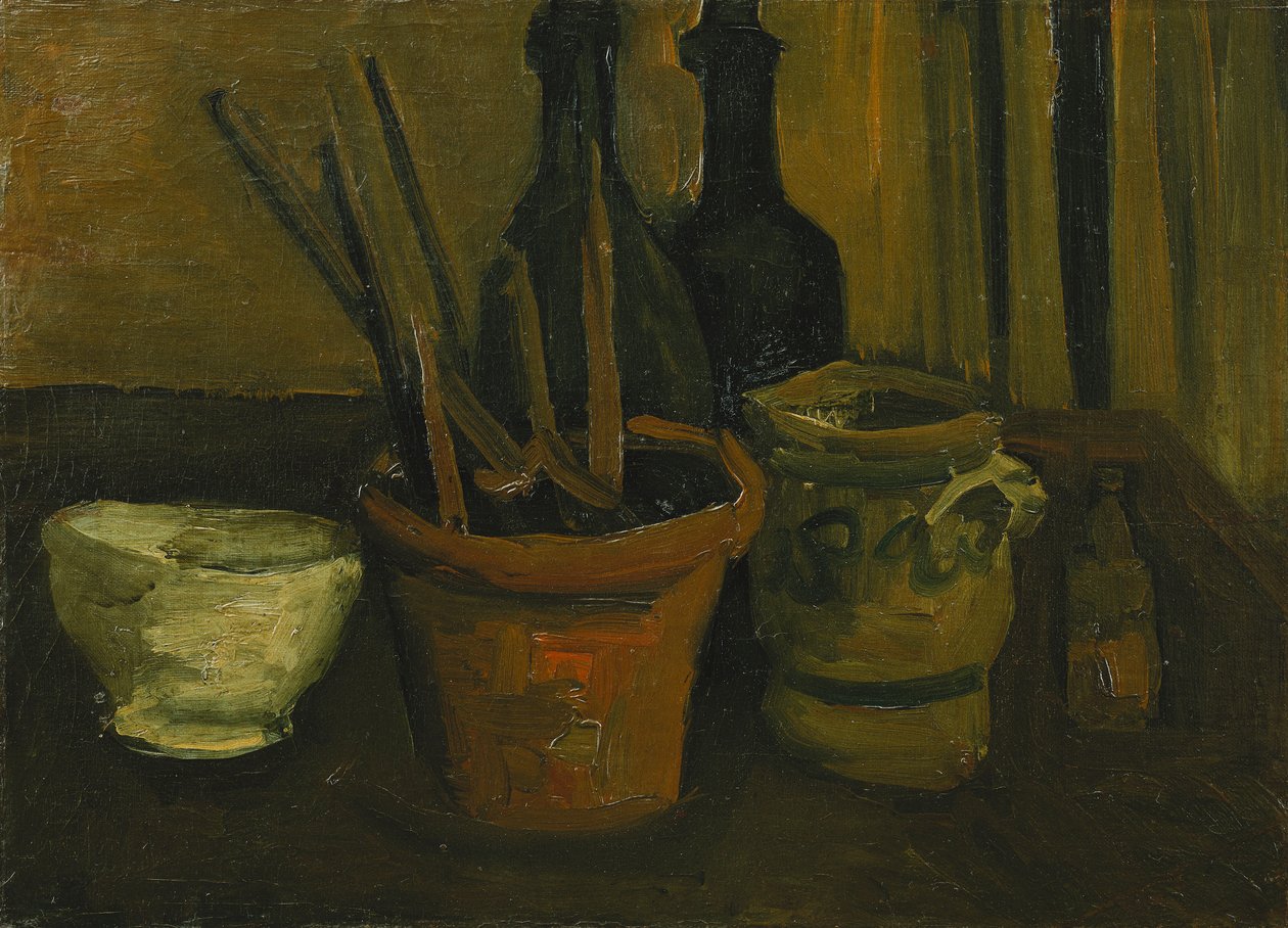 Martwa natura z pędzlami w doniczce; Martwa natura z pędzlami w doniczce, 1884 autorstwa Vincent van Gogh