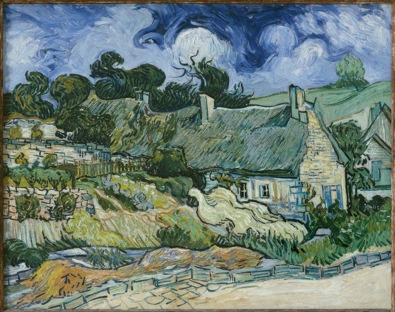 Domy kryte strzechą w Cordeville, Auverssur-Oise autorstwa Vincent van Gogh