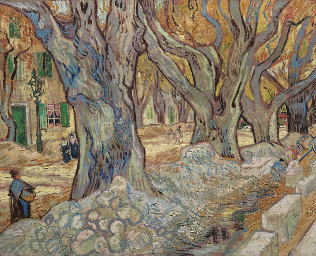 Wielkie platany lub drogowskazy w Saint-Rémy, 1889 autorstwa Vincent van Gogh