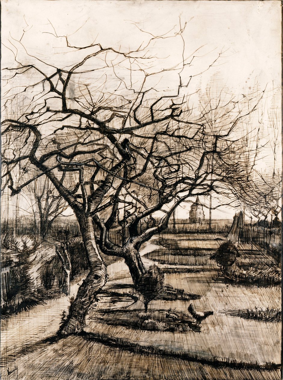 Plebania w Nuenen zimą - Oeuvre de Vincent, van Gogh (1853-1890) - 1884 - Pióro, pędzel, tusz na papierze - 51,5x38 - Muzeum Szepmuveszeti, Budapeszt autorstwa Vincent van Gogh