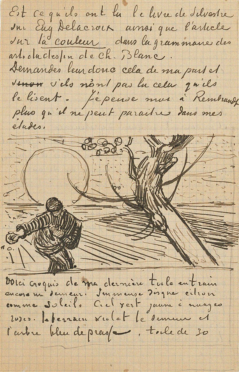 Siewca, List do Theo z Arles, c. 25 listopada 1888 autorstwa Vincent van Gogh