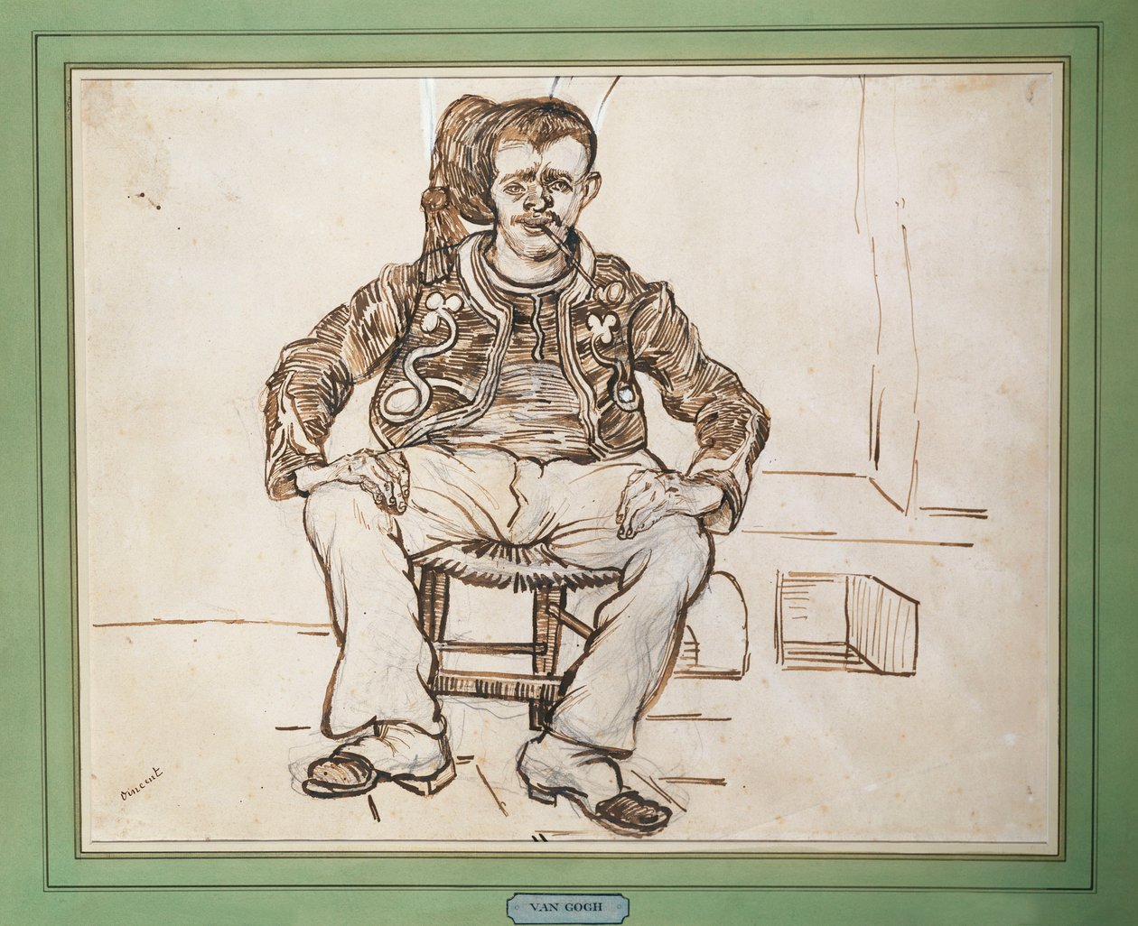 Żuaw, siedzący, 1888 r. autorstwa Vincent van Gogh