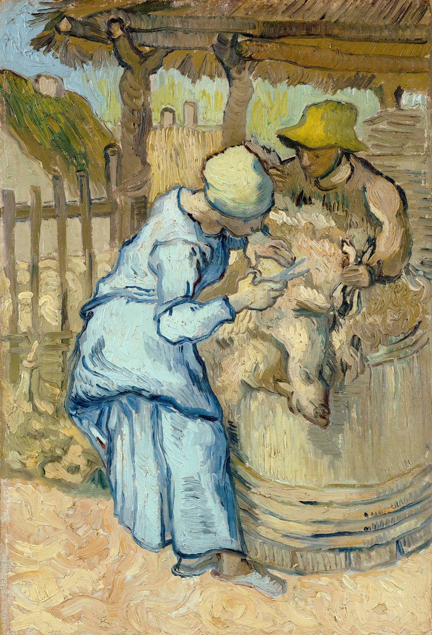 Strzyżący owce po prosie, 1889 autorstwa Vincent van Gogh