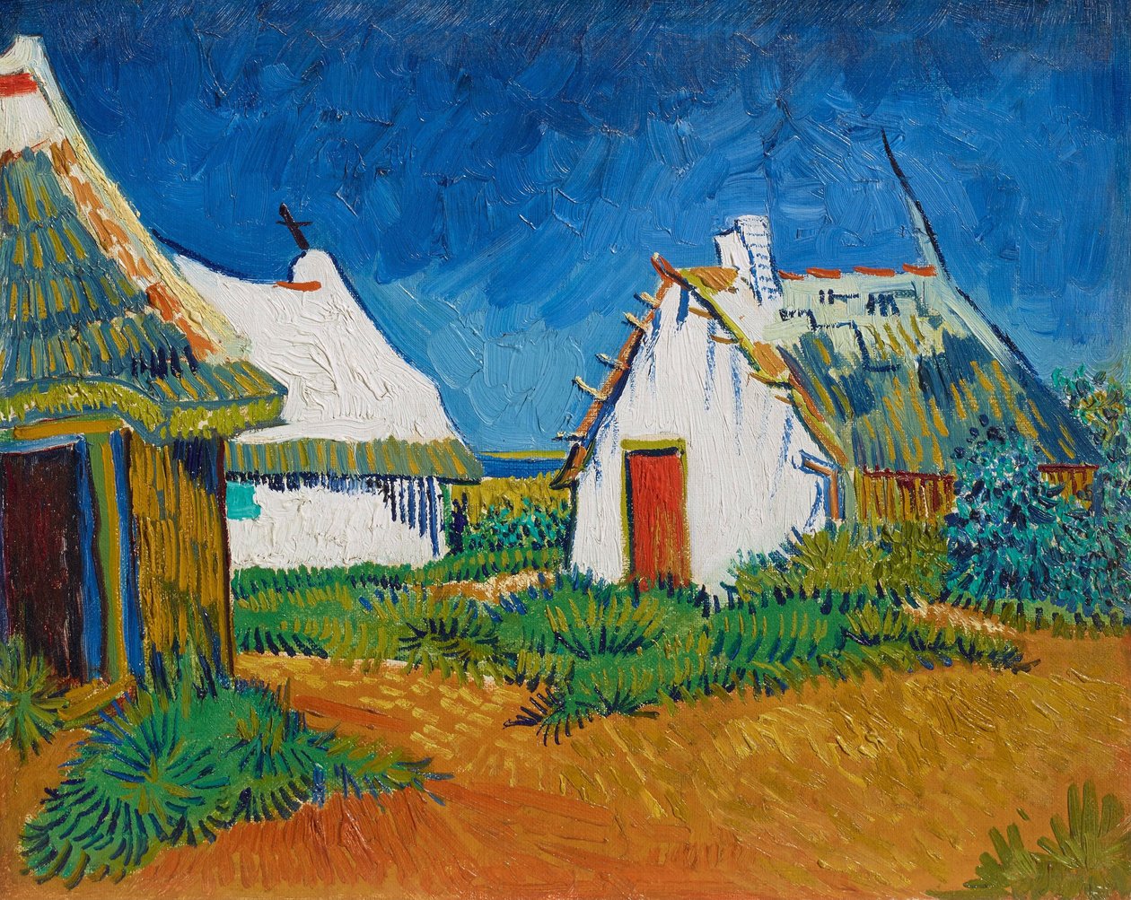 Trzy białe domki w Saintes-Maries autorstwa Vincent van Gogh