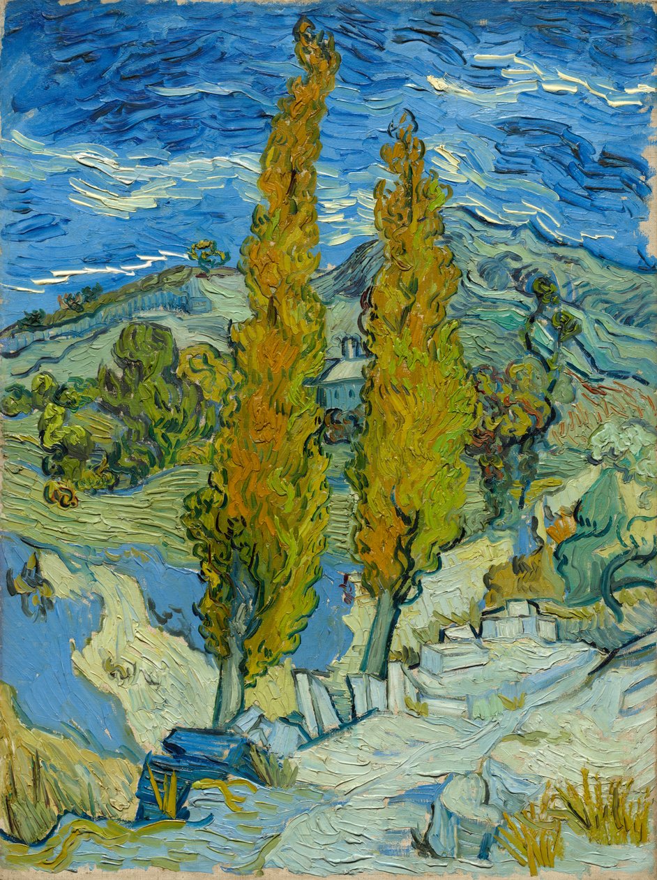 Dwie topole w Alpilles w pobliżu Saint-Rémy autorstwa Vincent van Gogh