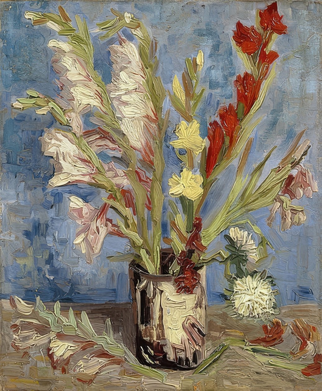 Wazon z mieczykami i astrami. 1886 autorstwa Vincent van Gogh