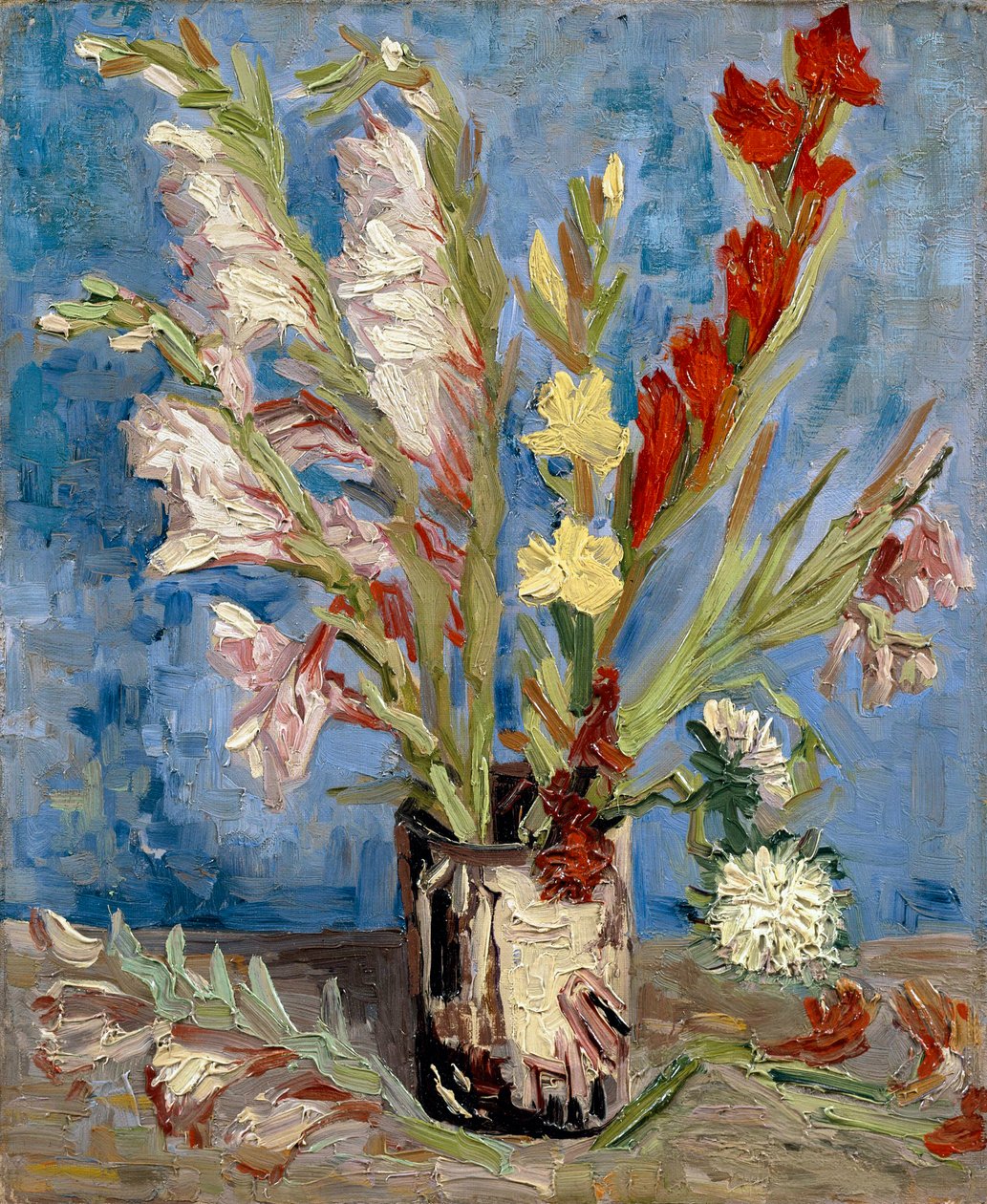 Wazon z mieczykami i chińskimi astrami, 1886 autorstwa Vincent van Gogh