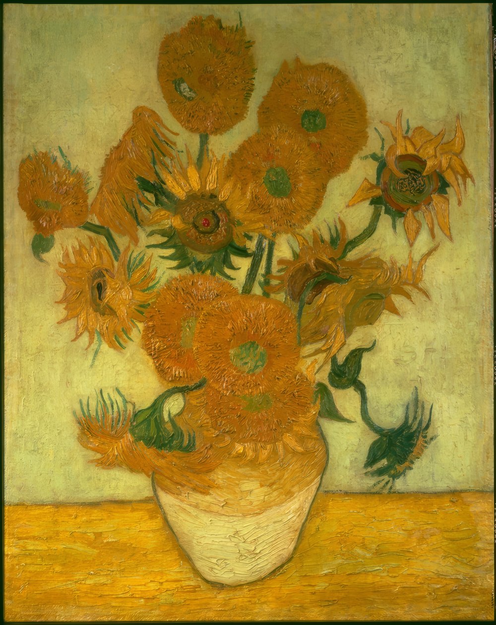 Cztery dziesięć słoneczników w wazonie autorstwa Vincent van Gogh