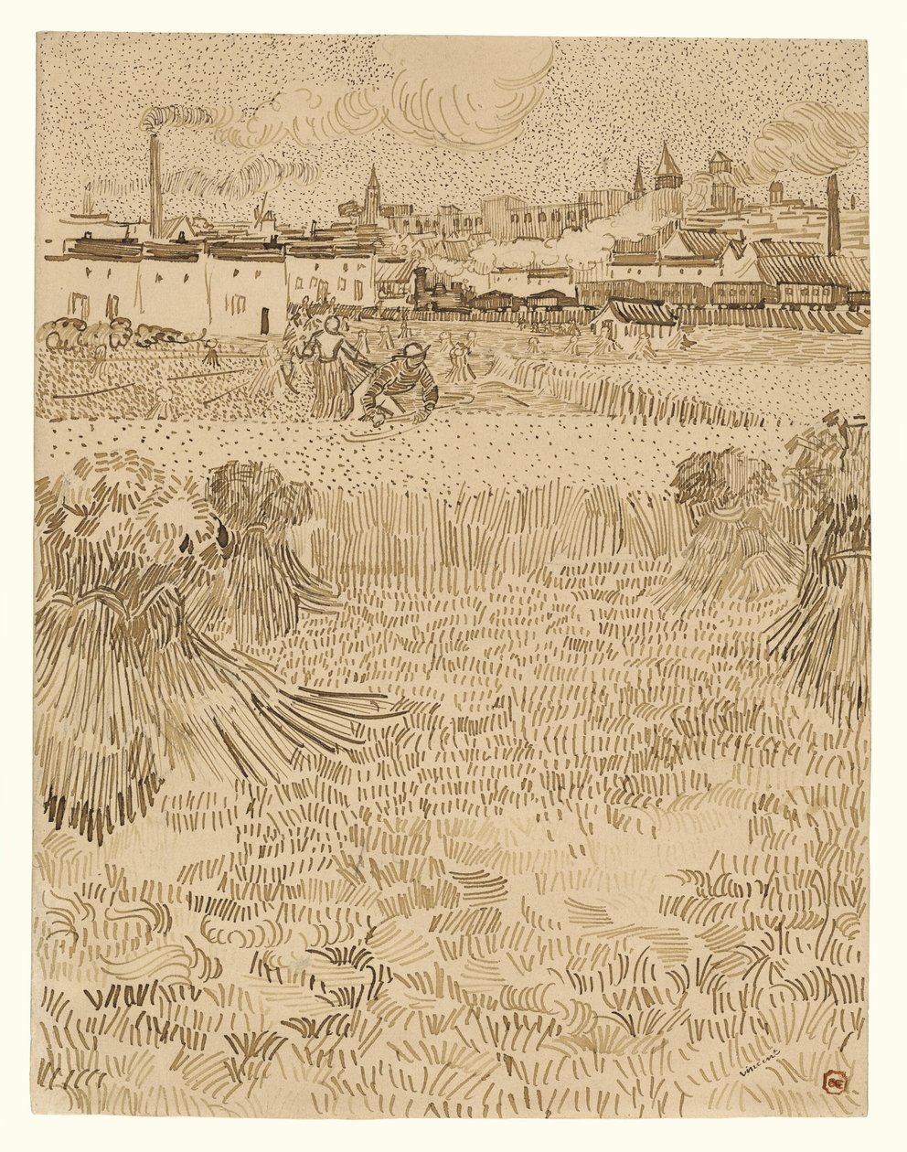 Widok z pól pszenicy autorstwa Vincent van Gogh