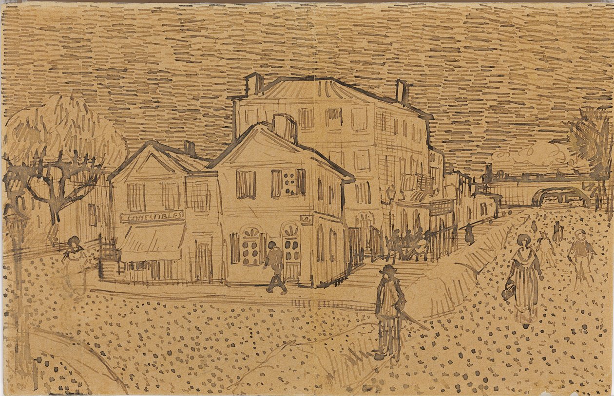 Dom Vincenta w Arles, z listu do jego brata Theo, straconego w Arles, 1888 autorstwa Vincent van Gogh